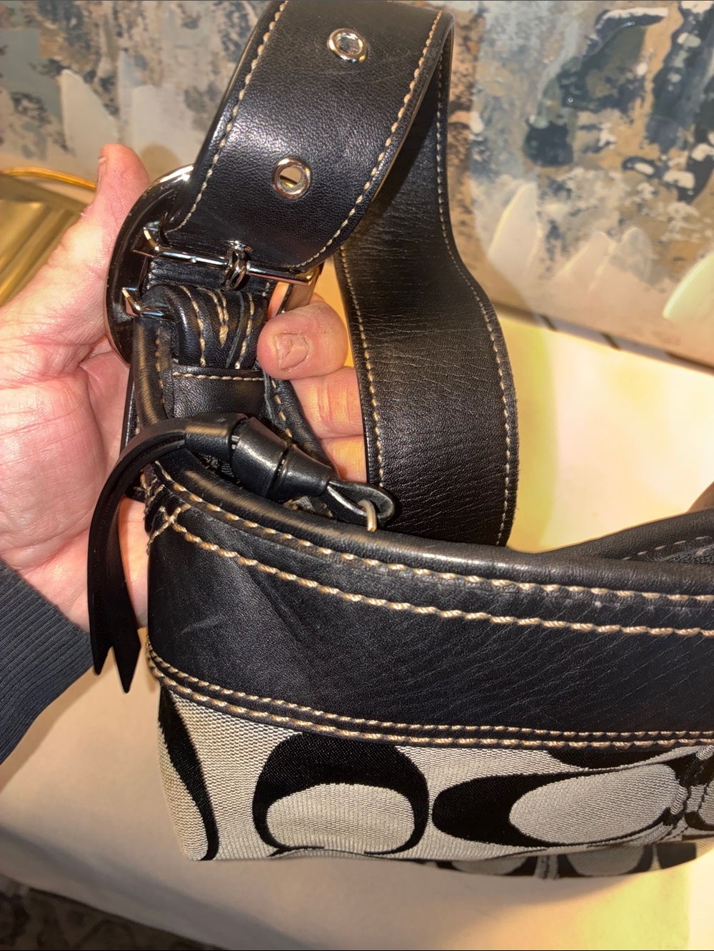 Genuine Y2K  Coach  Canvas Bleeker Bucket Black & Tan $75 ! 🔔🔔 - Picture 14 of 16